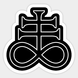 Leviathan Cross Black Body White Outline Sticker